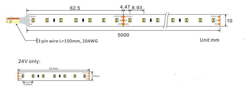 SMD3014 dual color LED strip