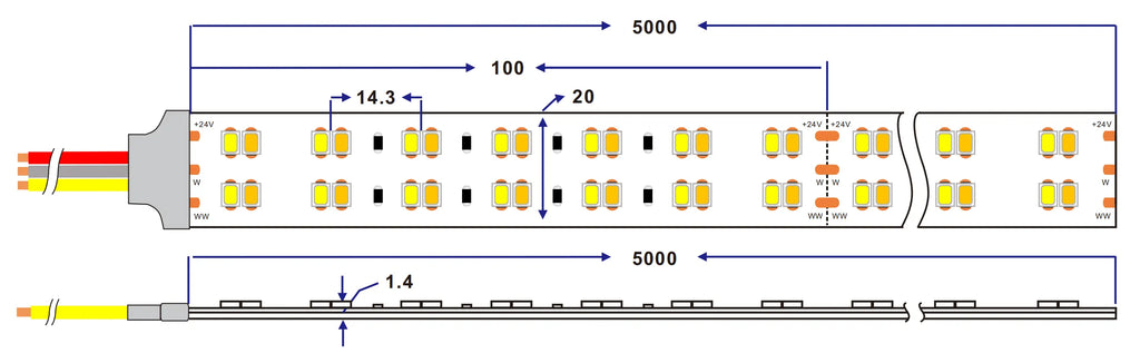 SMD2835 dual color LED strip